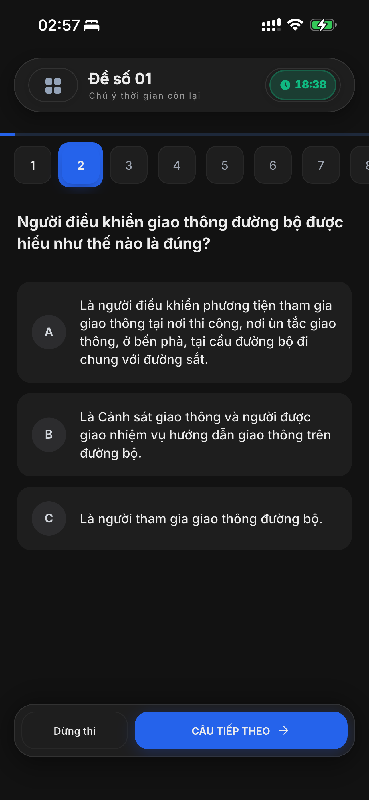 Màn hình tiến độ học